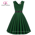 Grace Karin sans manches sweetheart V-back Robe de soirée extensible à 50 ans Dark Green Retro Vintage Style Robe CL008948-5